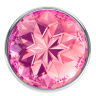 Большая серебристая анальная пробка Diamond Pink Sparkle Large с розовым кристаллом - 8 см. купить в секс шопе