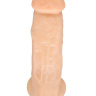 Телесный фаллос с мошонкой для трусиков с плугом - 17,8 см. купить в секс шопе