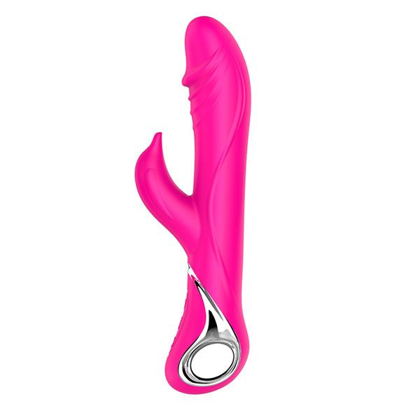 Розовый ротатор NAGHI NO.21 RECHARGEABLE DUO VIBRATOR с клиторальным отростком купить в секс шопе
