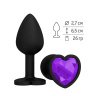 Черная силиконовая пробка с фиолетовым кристаллом - 7,3 см. купить в секс шопе