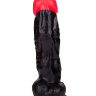 Чёрный фаллоимитатор с красной головкой - 20 см. купить в секс шопе