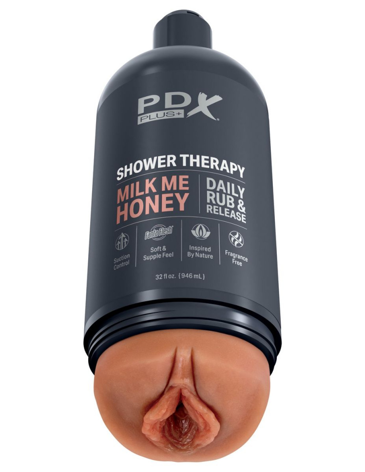 Мастурбатор-вагина цвета карамели Shower Therapy Milk Me Honey купить в секс шопе