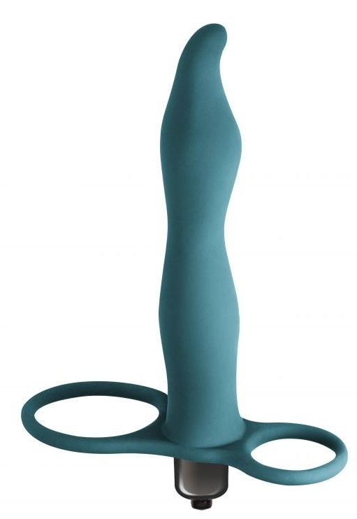 Зеленая вибронасадка для двойного проникновения Flirtini - 15,9 см. купить в секс шопе