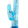 Голубой гнущийся вибратор с клиторальной стимуляцией - 25 см. купить в секс шопе