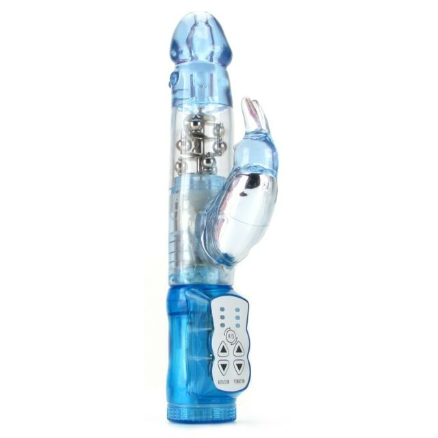 Голубой вибромассажер-кролик Waterproof Jack Rabbit - 24 см. купить в секс шопе