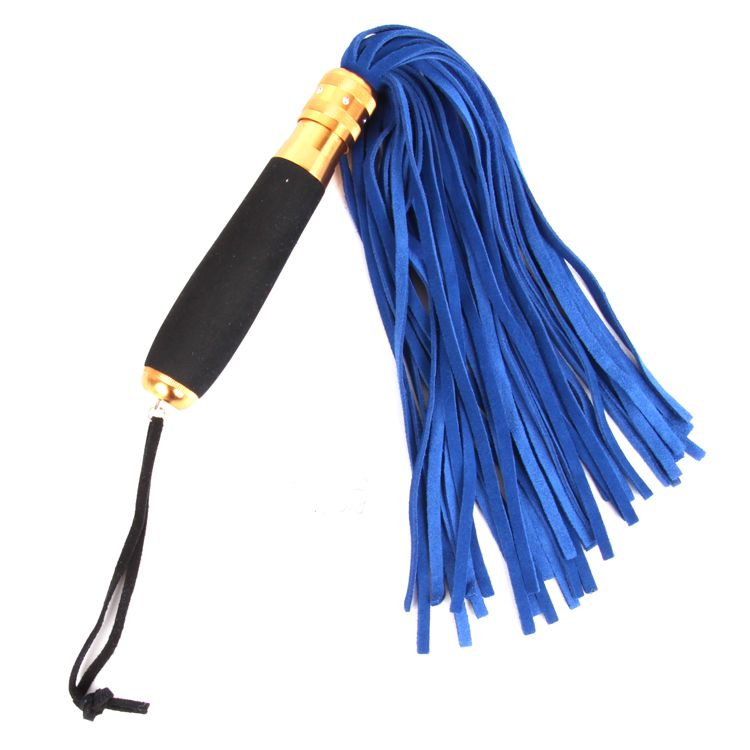 Синяя многохвостовая плеть с черной ручкой - 40 см. купить в секс шопе