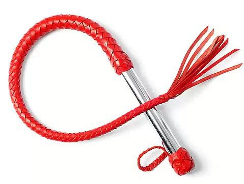 Однохвостая красная плеть с хлопушкой - 70 см. купить в секс шопе