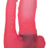 Двойной вибромассажер из розового геля - 17 см. купить в секс шопе