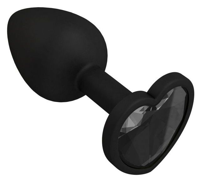 Черная силиконовая пробка с черным кристаллом - 7,3 см. купить в секс шопе