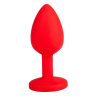 Красная анальная втулка с малиновым кристаллом - 7,3 см. купить в секс шопе