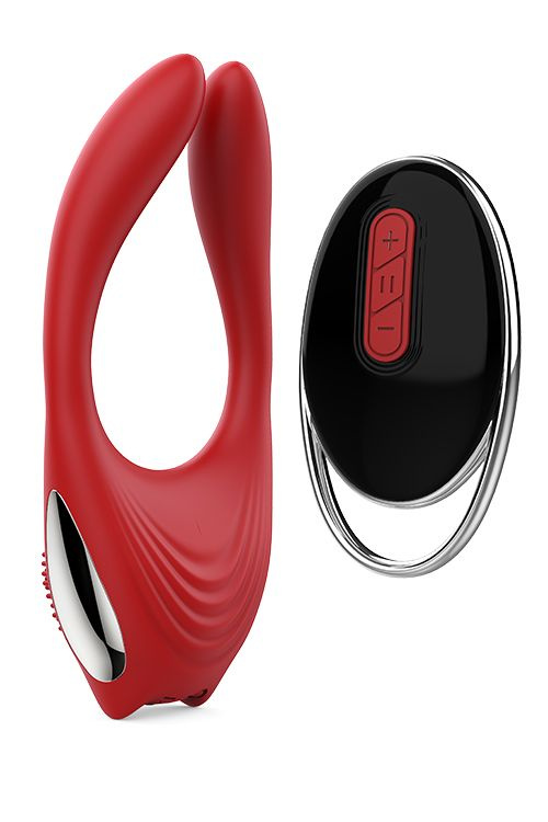 Красное эрекционное кольцо EROS с пультом ДУ купить в секс шопе