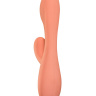 Розовый вибратор Shape of water Pearl с клиторальным отростком - 18,5 см. купить в секс шопе