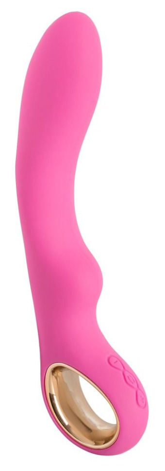Розовый гладкий вибростимулятор Dual Petit - 18,7 см. купить в секс шопе