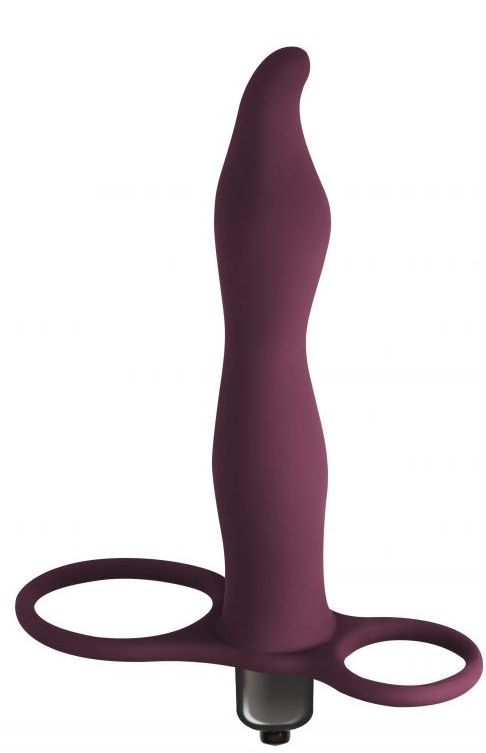Бордовая вибронасадка для двойного проникновения Flirtini - 15,9 см. купить в секс шопе