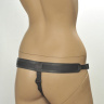 Чёрные трусики для фиксации насадок кольцом Kanikule Leather Strap-on Harness  Anatomic Thong купить в секс шопе