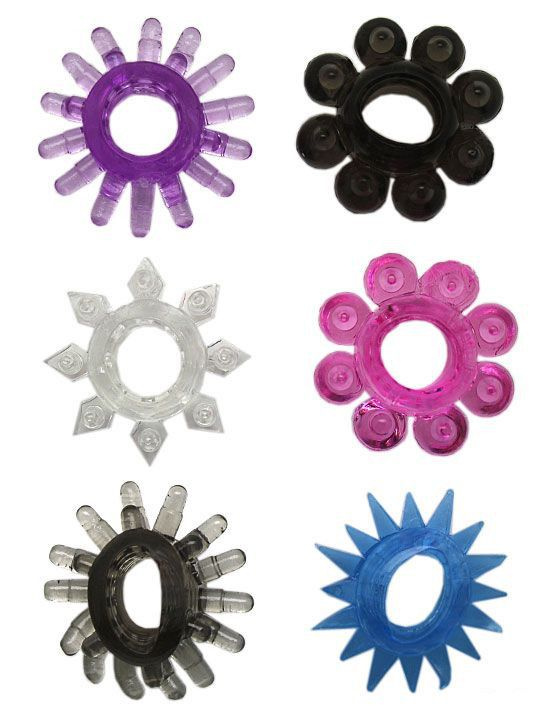 Набор из 6 эрекционных колец различной формы и цвета купить в секс шопе