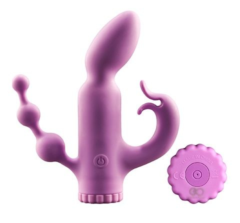 Фиолетовый вибратор с отростками TRIBRATOR 6INCH RECHARGE VIBE - 14 см. купить в секс шопе