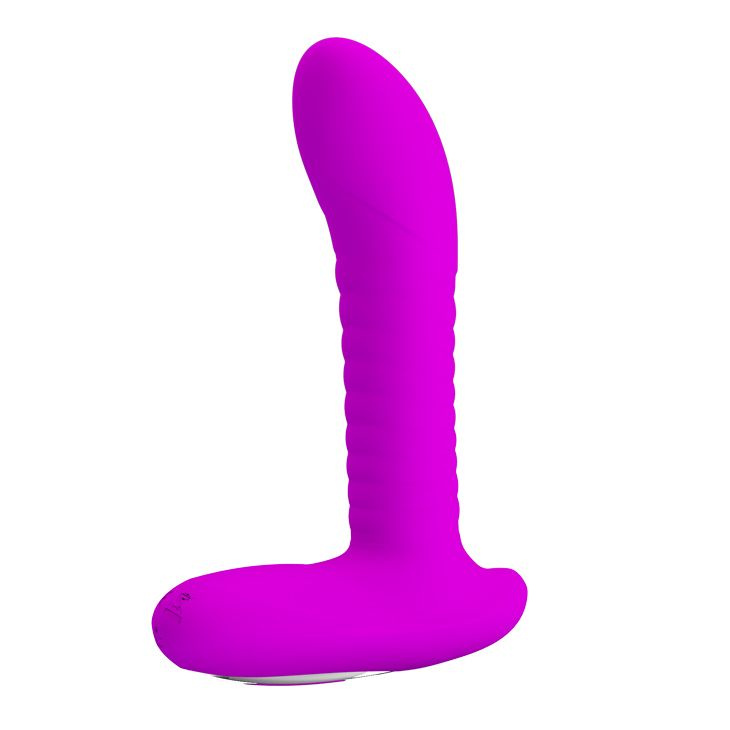 Мощный лиловый анальный вибратор с эффектом римминга - 15,9 см. купить в секс шопе
