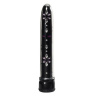 Чёрный вибратор со стразами по всей длине - 17,8 см. купить в секс шопе
