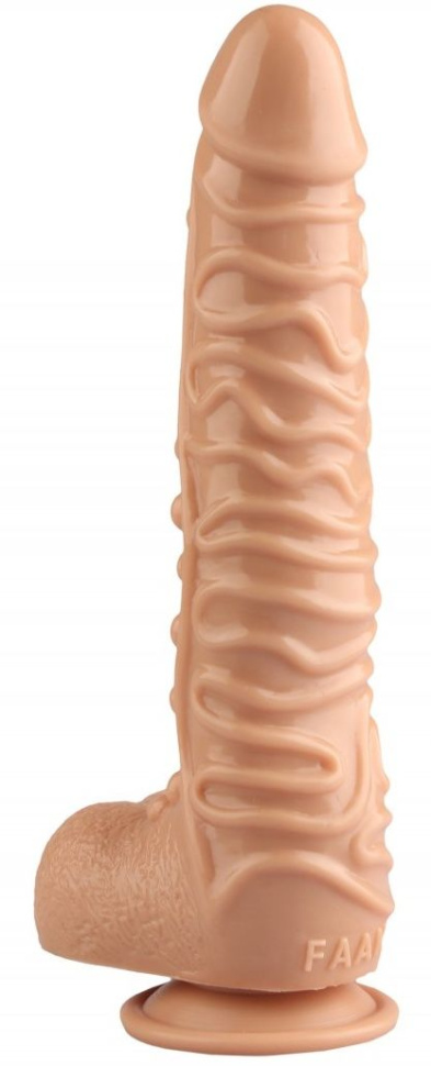 Телесный реалистичный фаллоимитатор на присоске - 26,5 см. купить в секс шопе