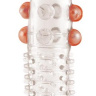 Гелевая прозрачная насадка с шариками, шипами и усиком - 11 см. купить в секс шопе