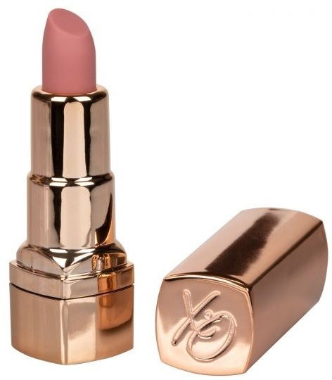 Золотистый вибратор-помада с бежевым мягким кончиком Hide   Play Rechargeable Lipstick купить в секс шопе