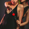 Красный кляп-шарик Love Spell на черных ремешках купить в секс шопе