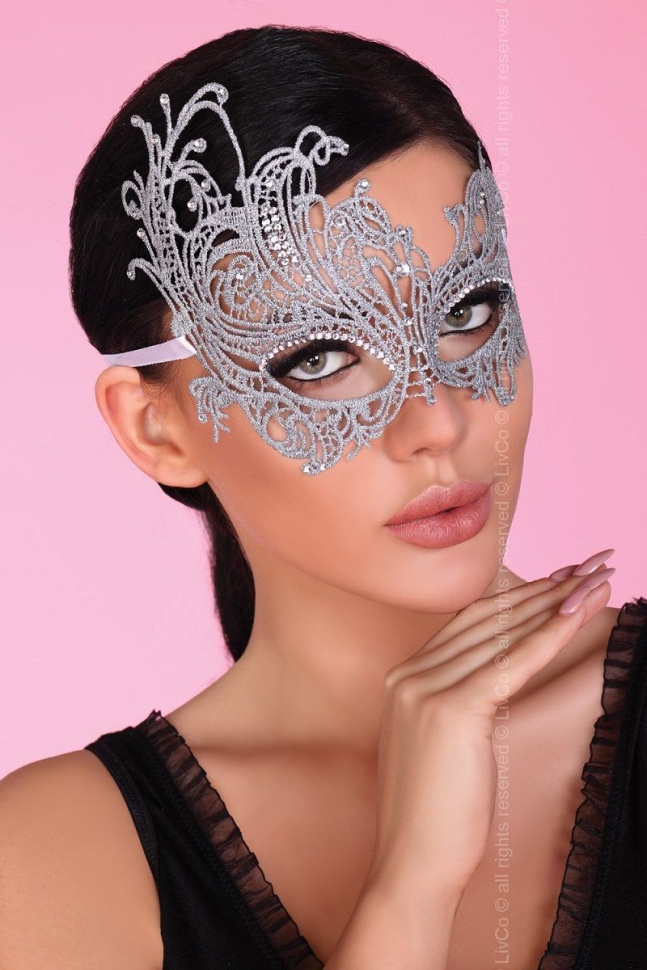 Серебристая ажурная маска Mask Silver купить в секс шопе