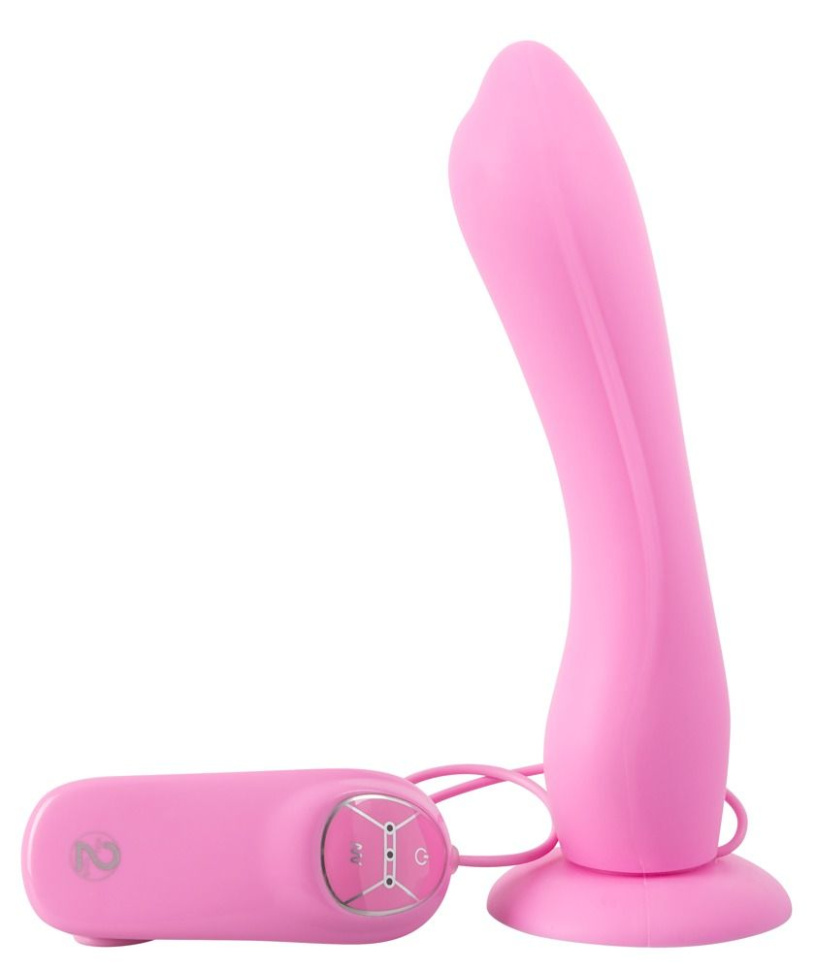 Розовый вибратор на основании-присоске Silicone Rose Vibe - 19 см. купить в секс шопе