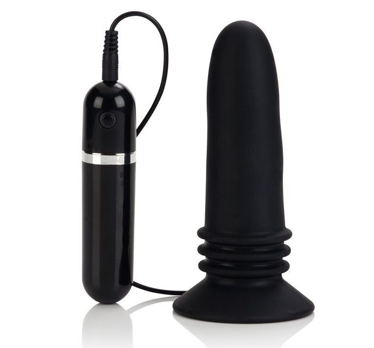 Чёрная анальная пробка 10-Function Adonis Vibrating Probes - 14 см. купить в секс шопе