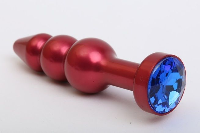Красная анальная ёлочка с синим кристаллом - 11,2 см. купить в секс шопе