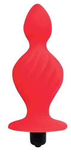 Красная анальная вибровтулка конической формы - 10 см. купить в секс шопе
