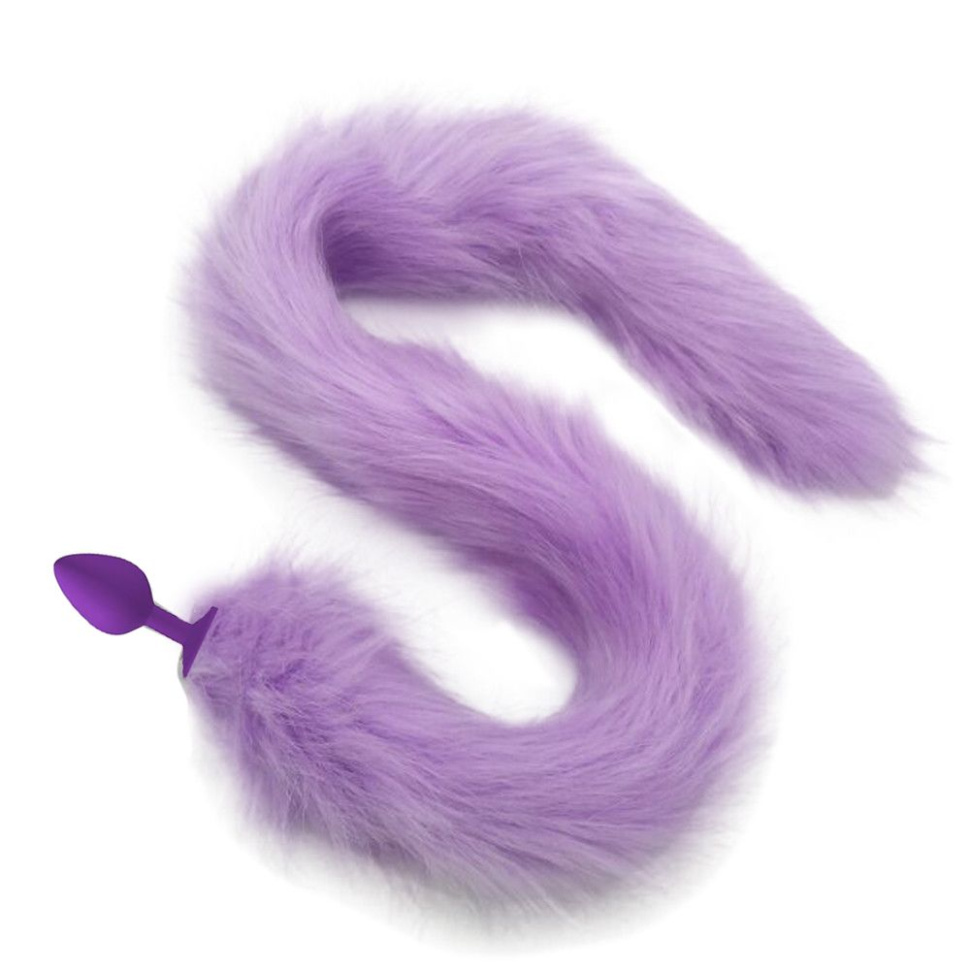 Фиолетовая пробка с пушистым сиреневым хвостиком купить в секс шопе