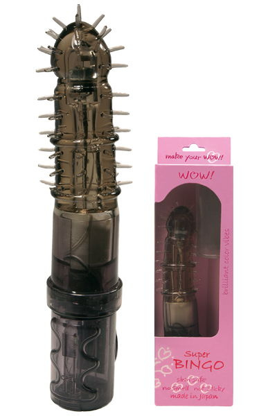 Дымчатый вибратор-ротатор с шипами - 16 см. купить в секс шопе
