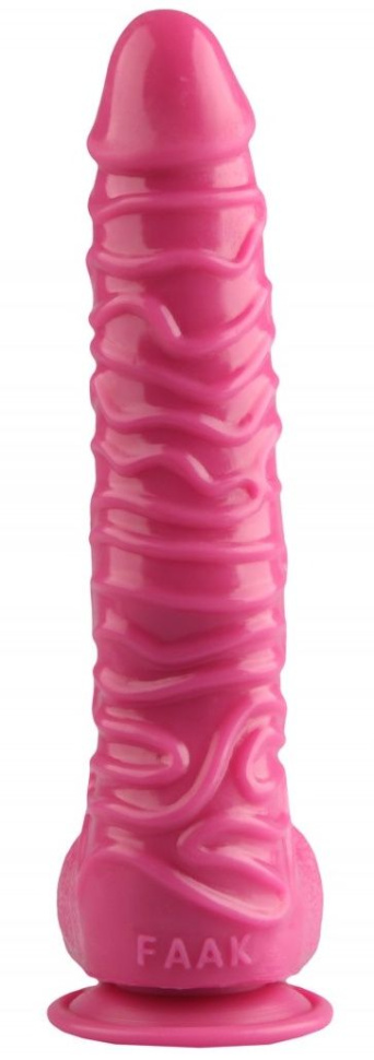 Розовый реалистичный фаллоимитатор на присоске - 26,5 см. купить в секс шопе