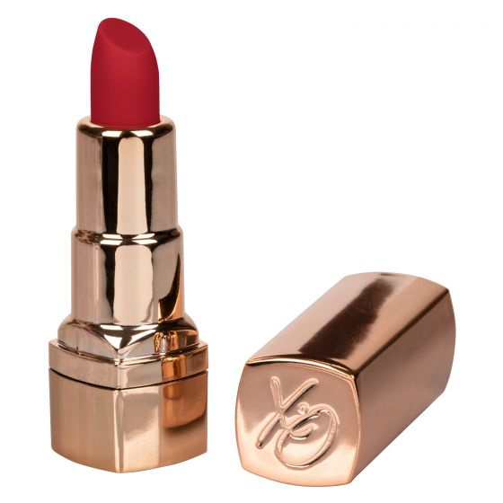 Золотистый вибратор-помада с красным мягким кончиком Hide   Play Rechargeable Lipstick купить в секс шопе