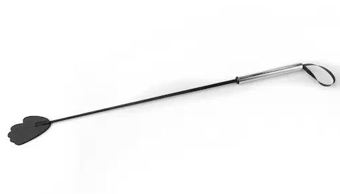 Стек с металлической хромированной  ручкой и шлепком-ладошкой - 62 см. купить в секс шопе
