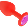 Красная анальная втулка с розовым кристаллом - 7,3 см. купить в секс шопе