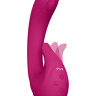 Розовый вибромассажер Miki со стимулятором клитора - 17 см. купить в секс шопе