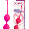 Розовые двойные вагинальные шарики с хвостиком Cosmo купить в секс шопе