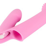 Нежно-розовая двойная вибронасадка на палец Vibrating Finger Extension - 17 см. купить в секс шопе