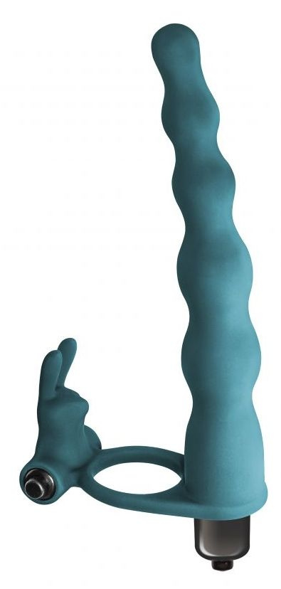 Зеленая вибронасадка для двойного проникновения Jungle Bunny - 17 см. купить в секс шопе
