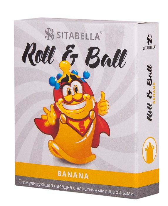 Стимулирующий презерватив-насадка Roll   Ball Banana купить в секс шопе