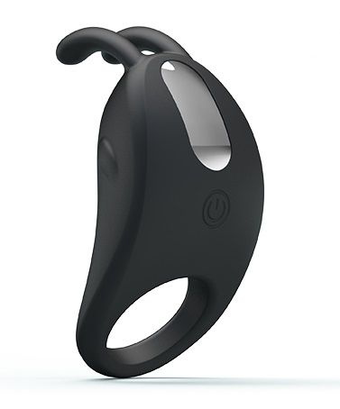 Чёрное эрекционное кольцо с вибрацией Rabbit Vibrator купить в секс шопе