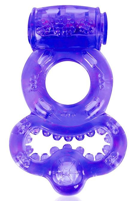 Фиолетовое эрекционное виброкольцо с шипами купить в секс шопе