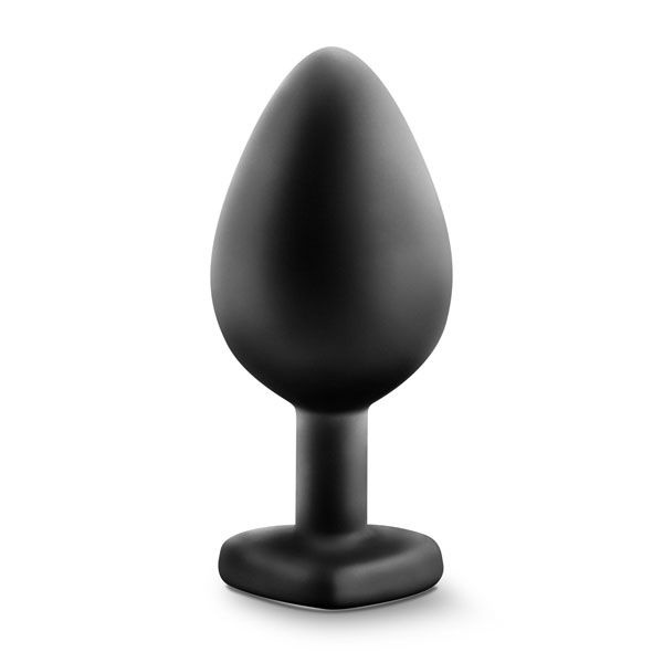 Черная анальная втулка с прозрачным кристаллом Bling Plug Medium - 8,2 см. купить в секс шопе
