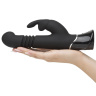 Черный хай-тек вибратор Greedy Girl Thrusting Rabbit Vibrator - 22,8 см. купить в секс шопе