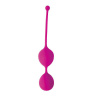 Ярко-розовые двойные вагинальные шарики Cosmo с хвостиком для извлечения купить в секс шопе