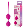 Ярко-розовые двойные вагинальные шарики Cosmo с хвостиком для извлечения купить в секс шопе