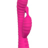 Розовый ребристый вибратор с клиторальным стимулятором S-HANDE Moonlight - 21,1 см. купить в секс шопе